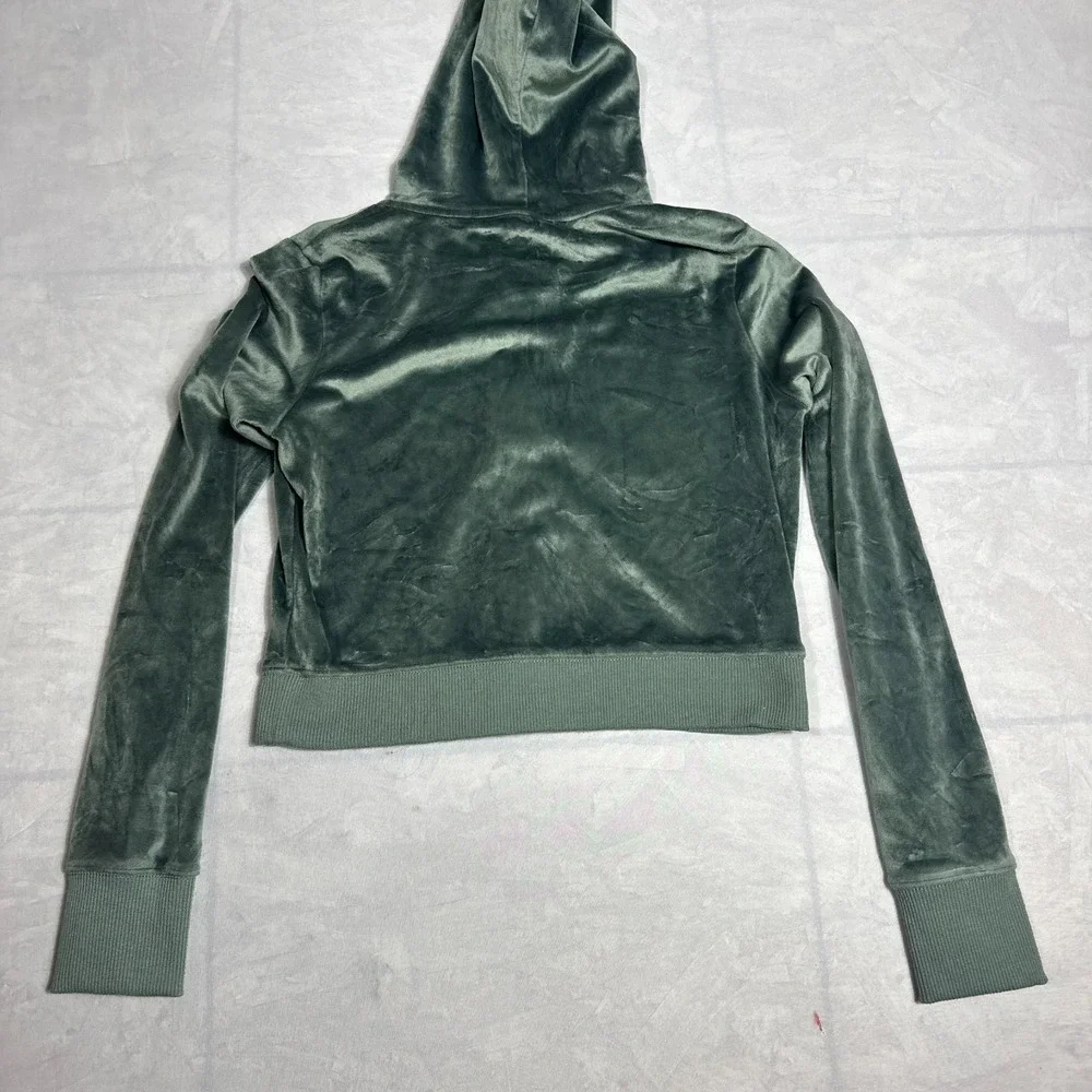 Aerie Womens Real Good‎ Cropped Full-Zip Hoodie Olive Green Long Sleeve Size S